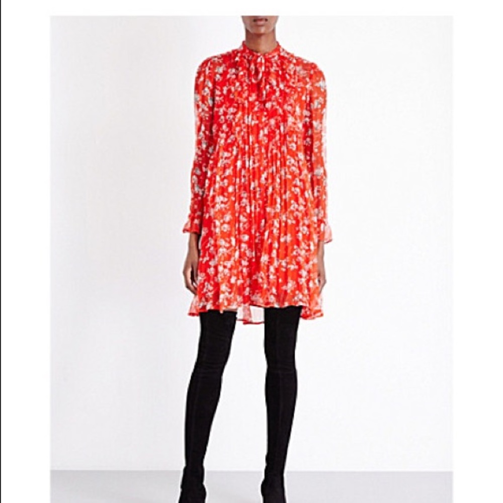 Kooples Floral Print Silk Dress